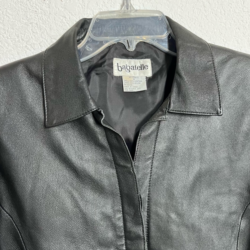 Vintage Bagatelle Black Kid Leather Button Front Lined Biker Moto Jacket 6 - Picture 13 of 13